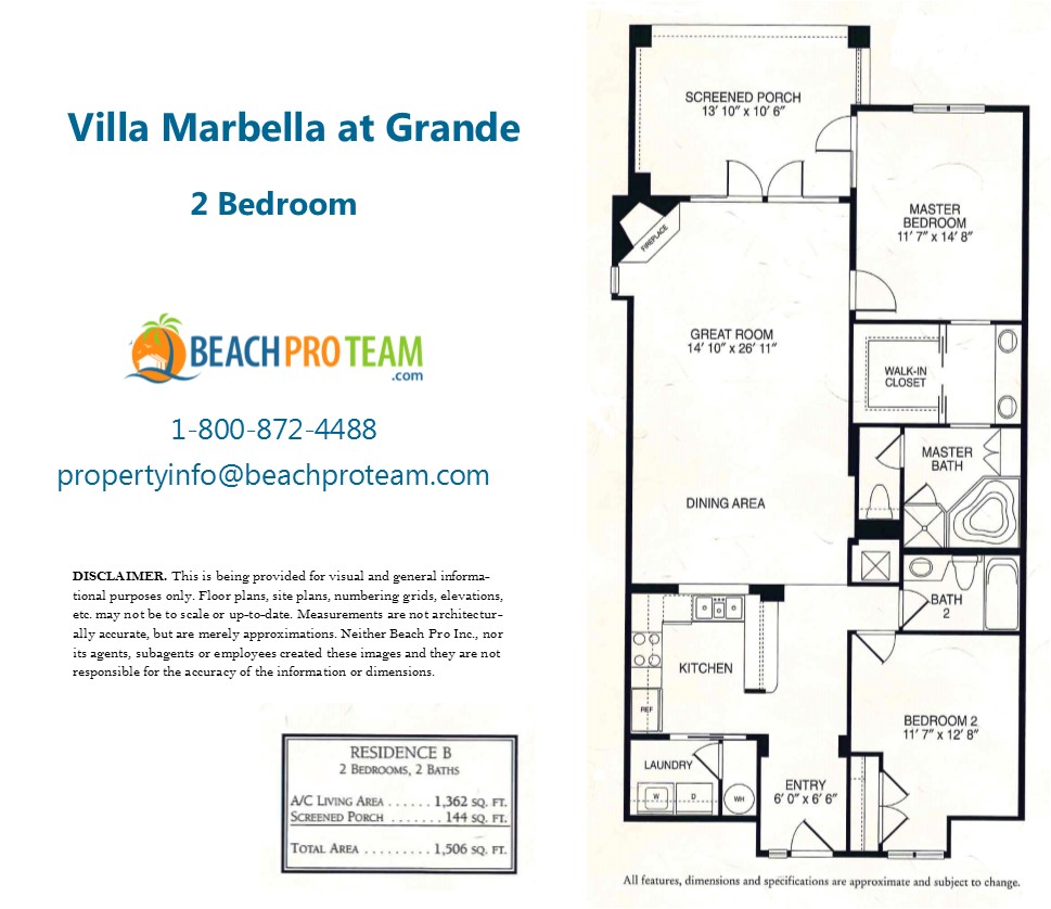Grande Dunes - Villa Marbella Floor Plan B - 3 Bedromm